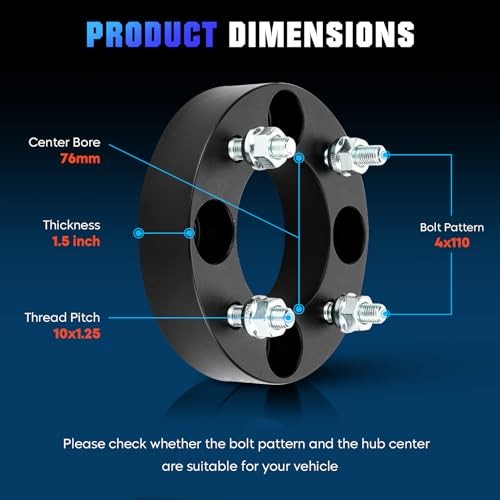 1.5 inch ATV UTV 4×110 Wheel Spacers for Foreman 400 450 500, Rancher 350 400