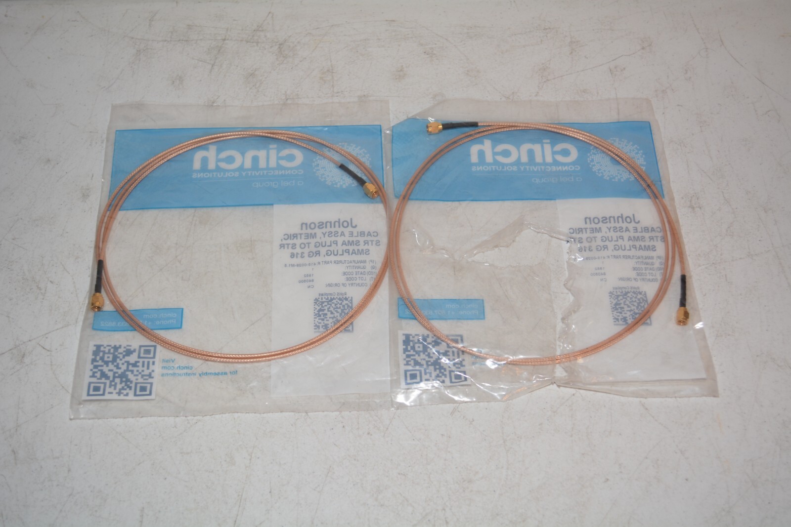 Johnson 415-0029-M1.5 Cable Assembly STR SMA Plug to STR SMA Plug RG 316 #W4878