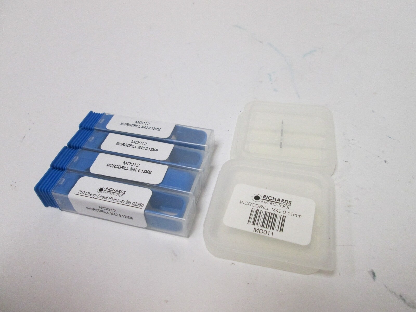 Lot of 6 Richards Micro-Tool Microdrills, 2x MD011 and 4x MD012, Flute: 0.7mm