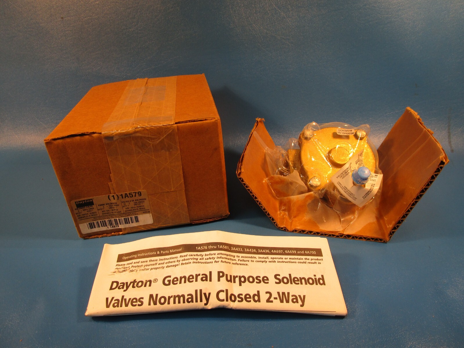 DAYTON 1A579, Solenoid Valve, 2 ways Brass, 1″ ports (GRAINGER)