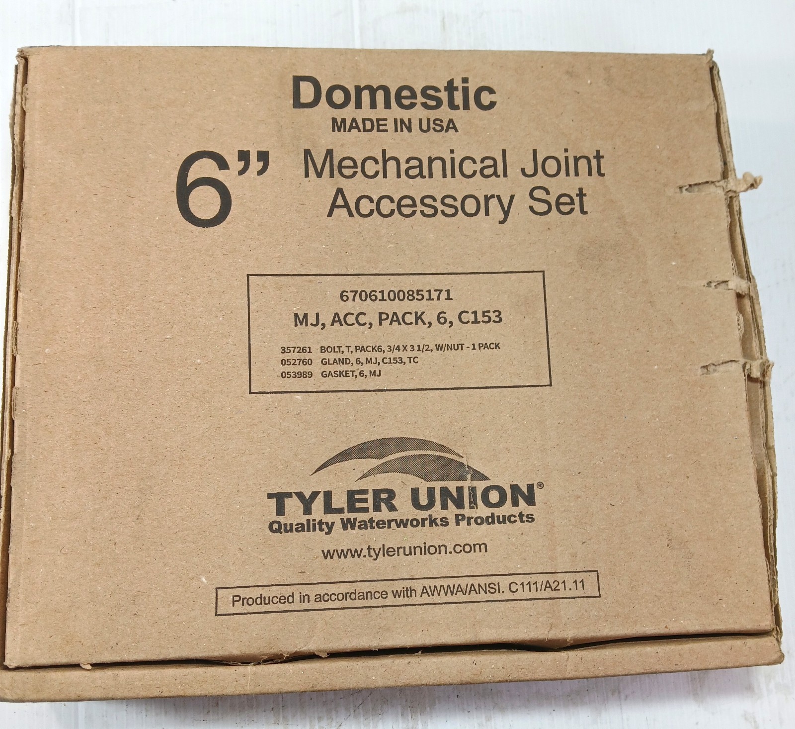 1 NEW TYLER UNION C153 DOMESTIC 6″ MECH JOINT ACCESSORY SET NIB ***MAKE OFFER***