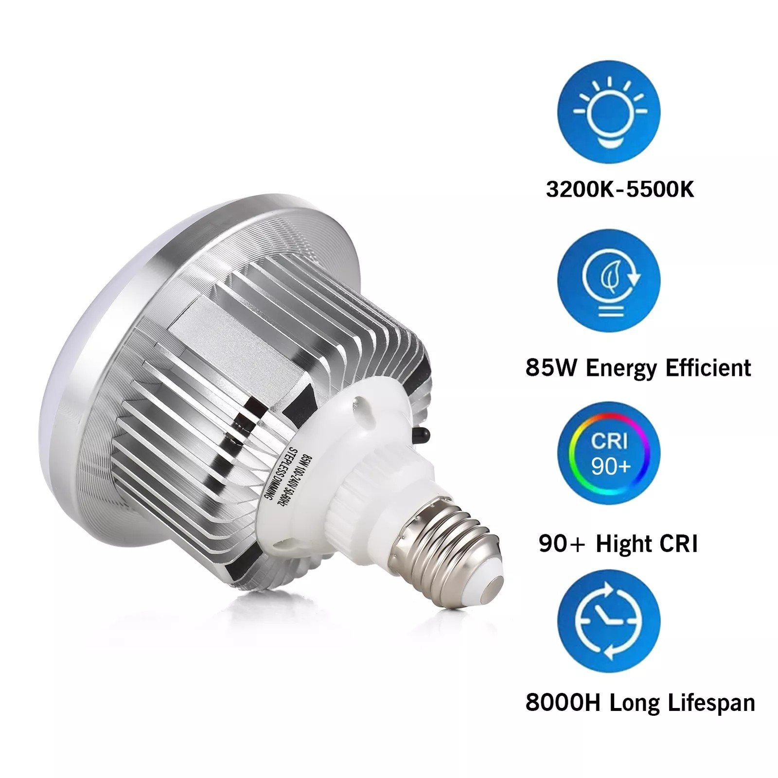 85W LED Studio Bulb,3000K-6500K,E27 Mount,with Remote Dimming Feature