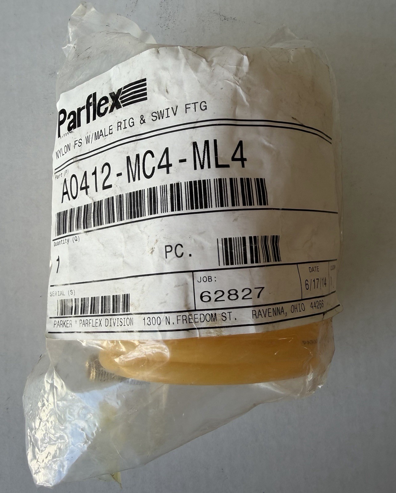 Parker Parflex A0412-MC4-ML4 Nylon FS / Male Rig & Swivel Fitting