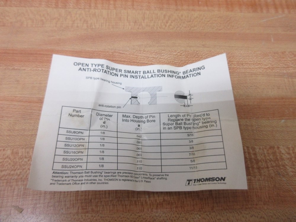 Thomson SSU-16-OPN Linear Bearing SSU-16