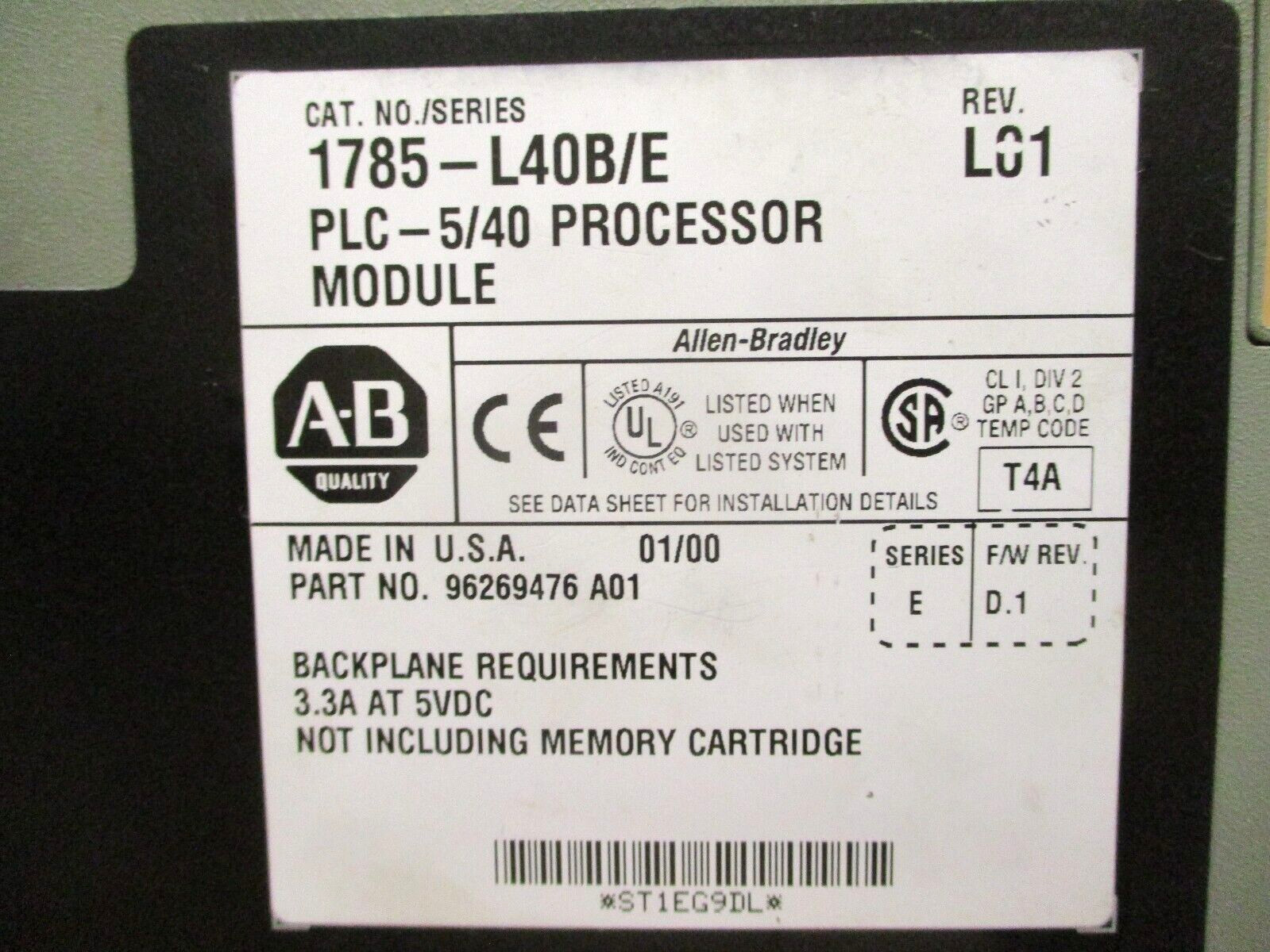 Allen-Bradley 1771-P4S 1771-A1B/B 1785-ENET B 1785-L40 B/E 48475DH