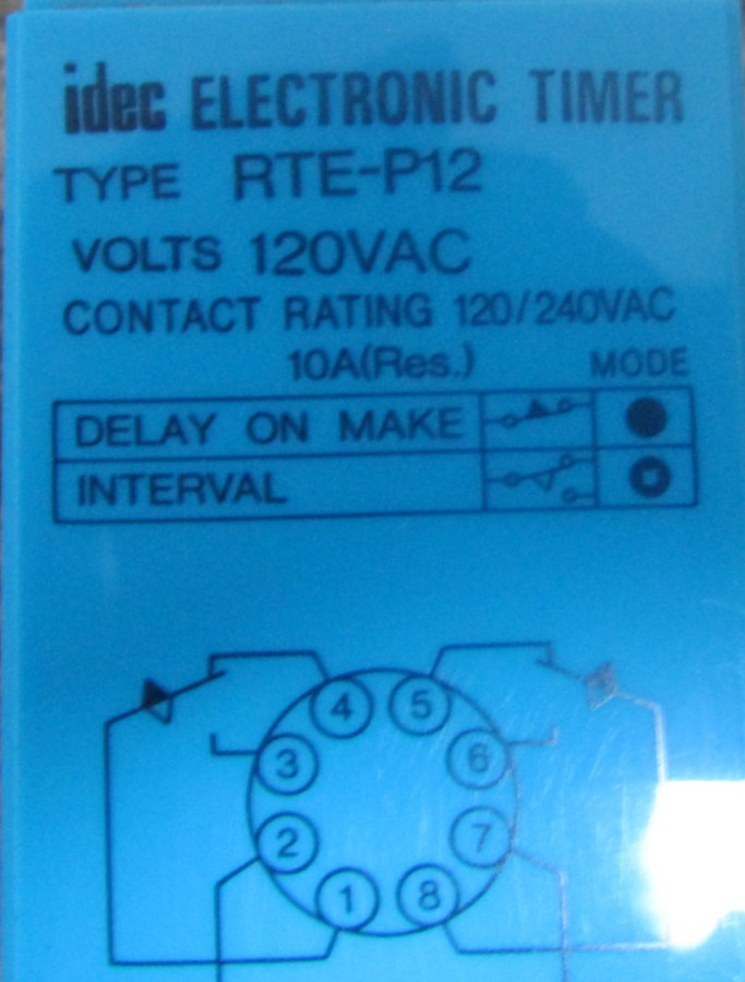 😍IDEC ELECTRIC TIMER RTE-P12 WITH SR2P-6 RELAY SOCKET BASE 8PIN 2P 10A