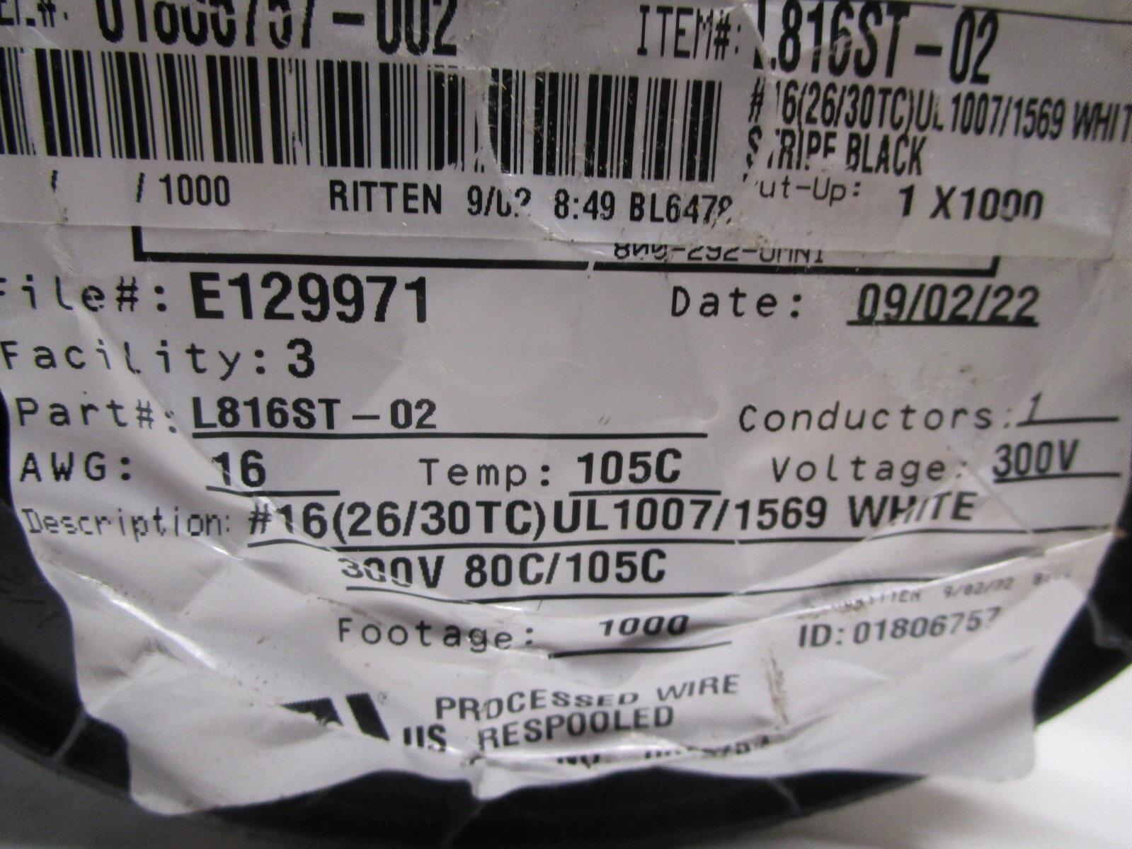 OMNICABLE L816ST-02 16AWG CONDUCTOR WIRE / 1000FT