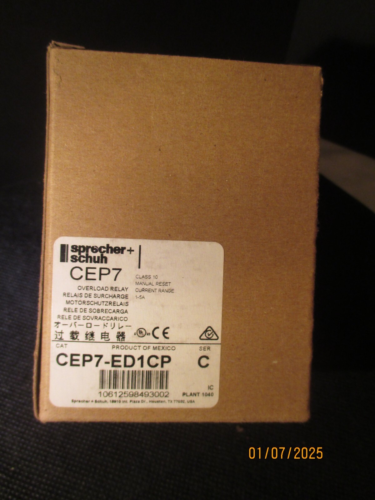 SPRECHER+SCHUH CEP7-ED1CP OVERLOAD RELAY NIB
