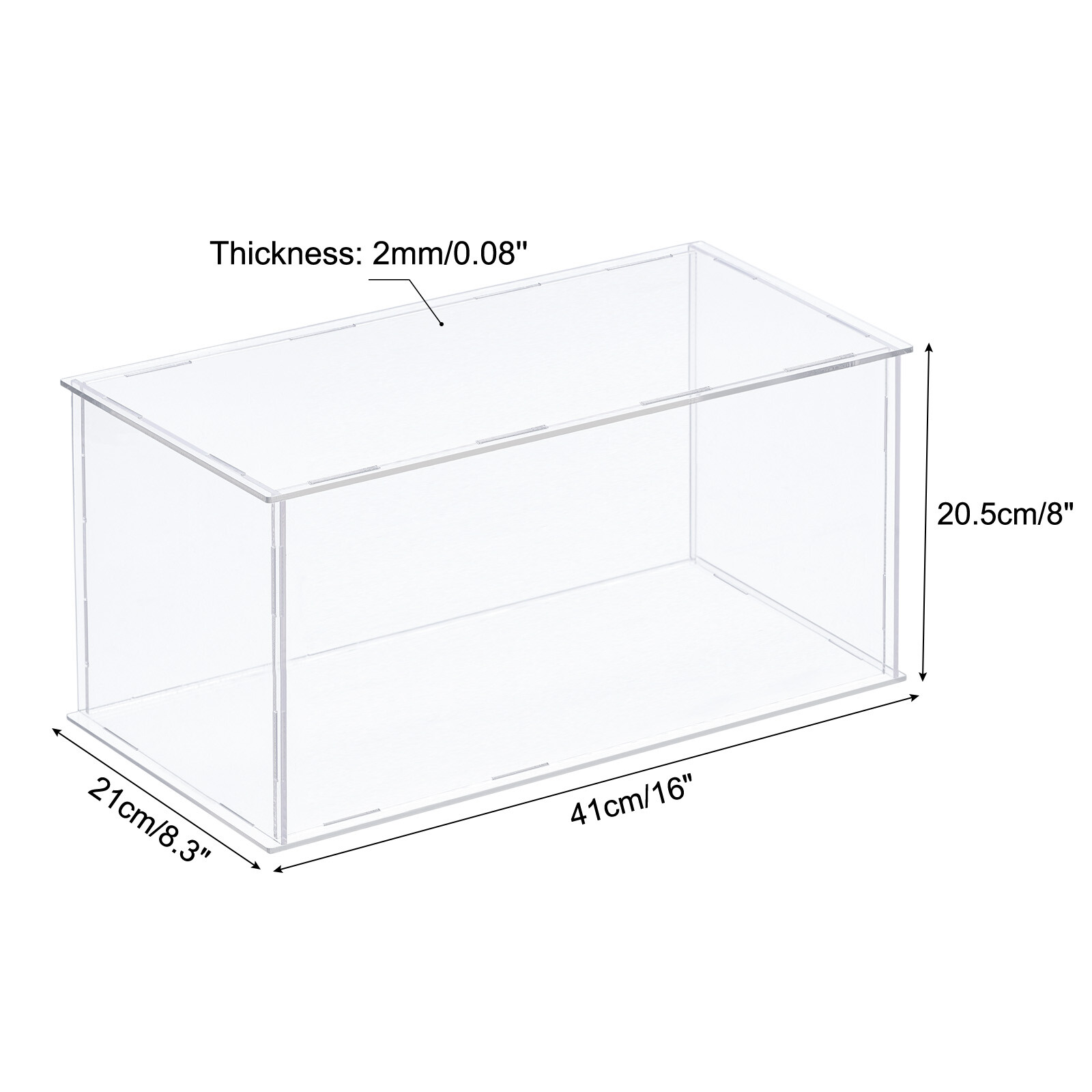Acrylic Display Case Plastic Box Cube Storage Box Transparent 41x21x20.5cm