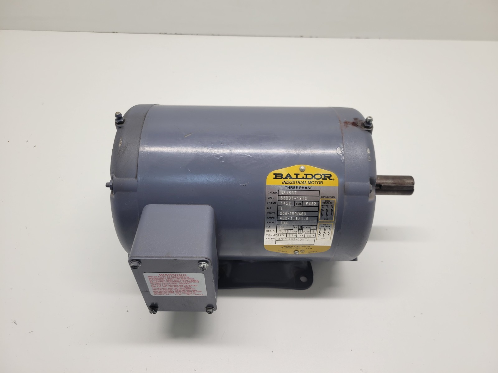 NEW OLD STOCK! BALDOR 1HP 208-230/460V 1140RPM MOTOR M3156T