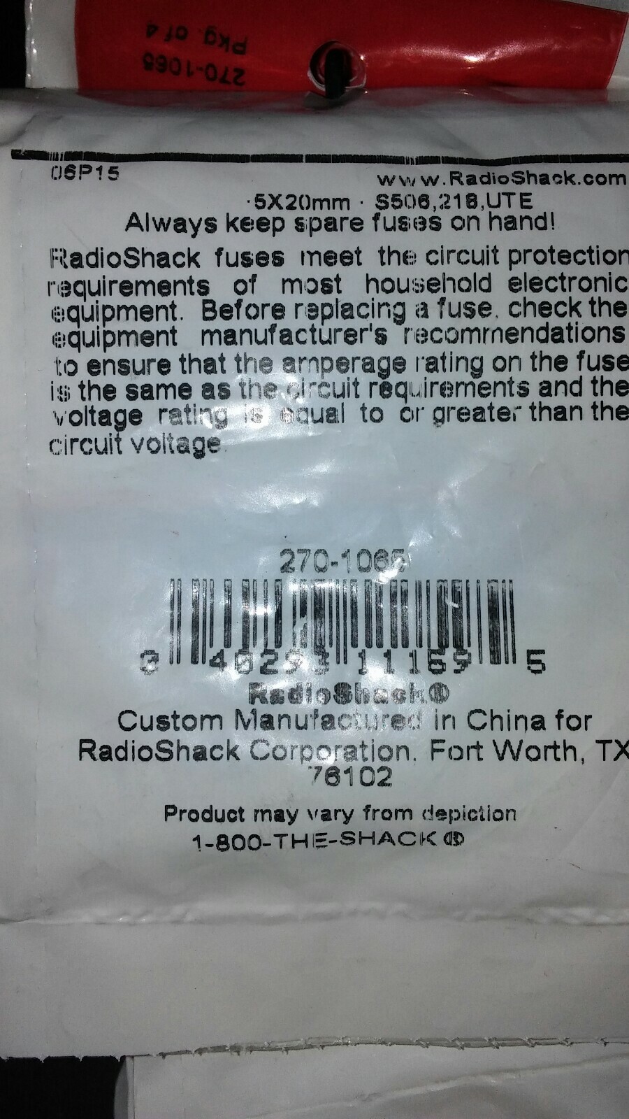 Lot of 2 Packs of 4 Radio Shack 270-1065 3.15 Amp Gma Fuses 250V Slo Blo 8 fuses