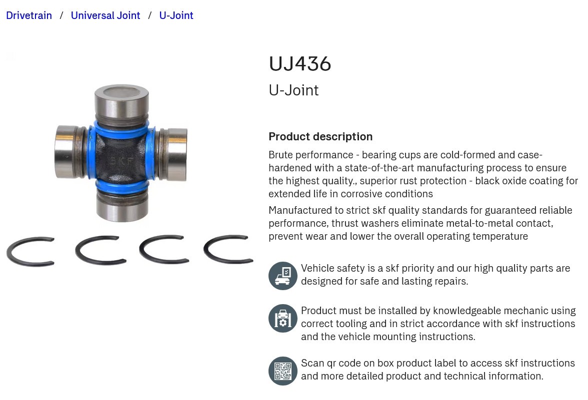 1 NEW SKF UJ461 88-91 ISUZU UNIVERSAL JOINT NIB ***MAKE OFFER***