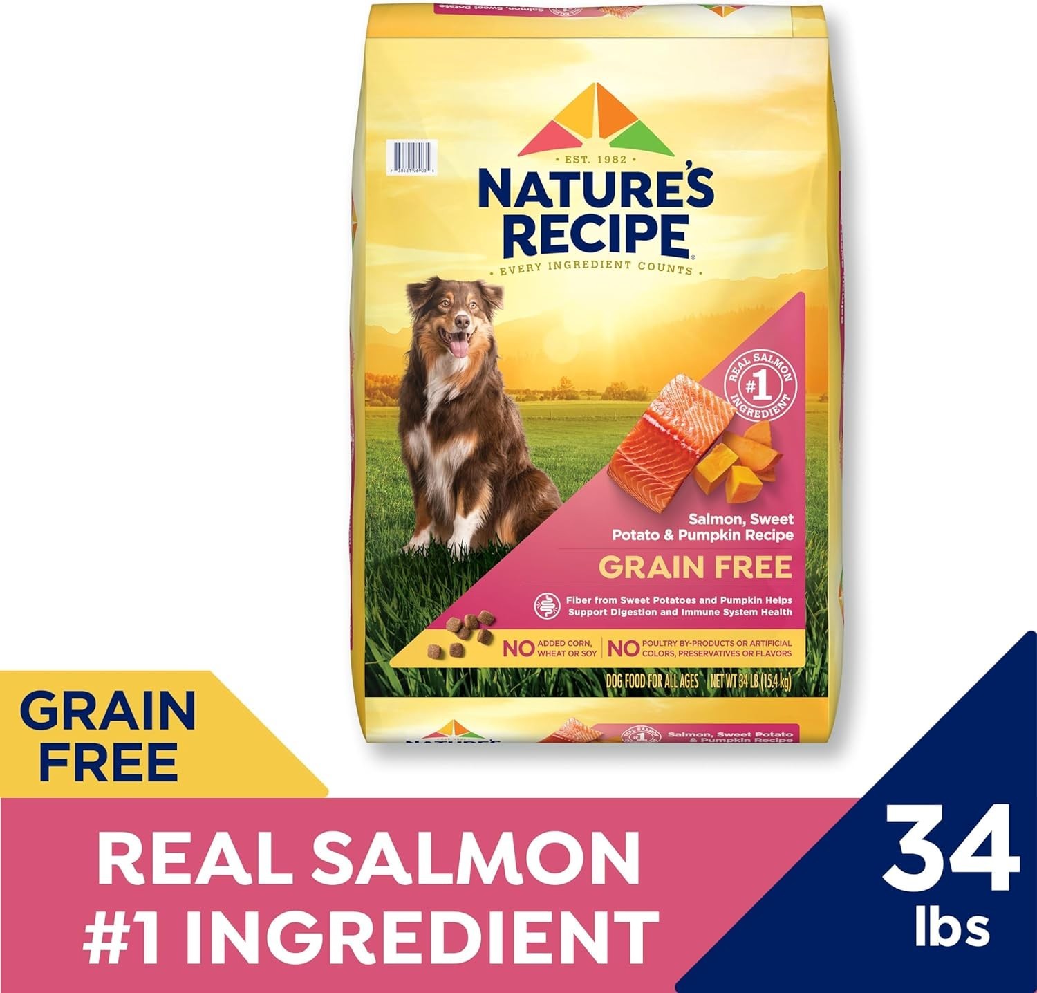 Nature’s Recipe All Life Stage Dog Food -Salmon, Sweet Potato & Pumpkin – 34 lb