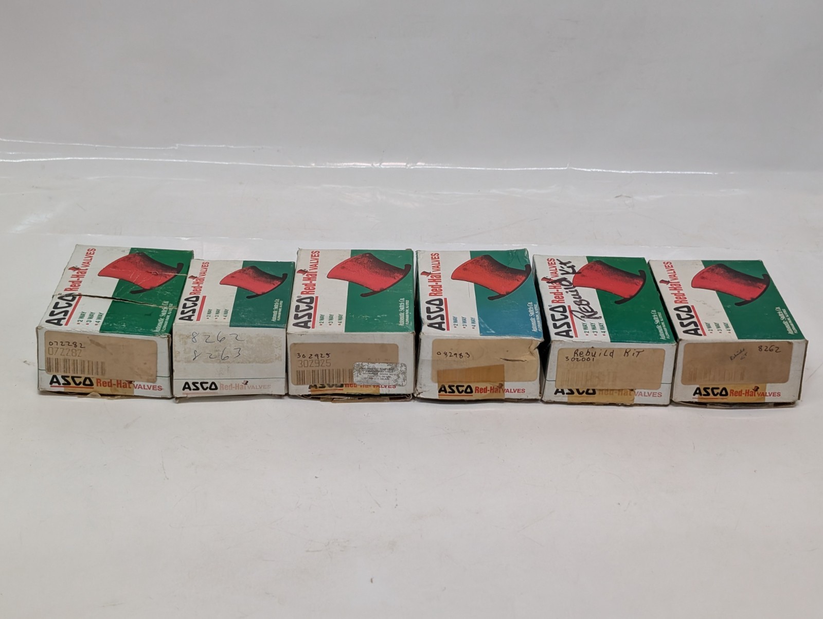 6 Assorted Asco Red Hat Valve Rebuild Kits: 8262/63;072282;302925;082983;302001