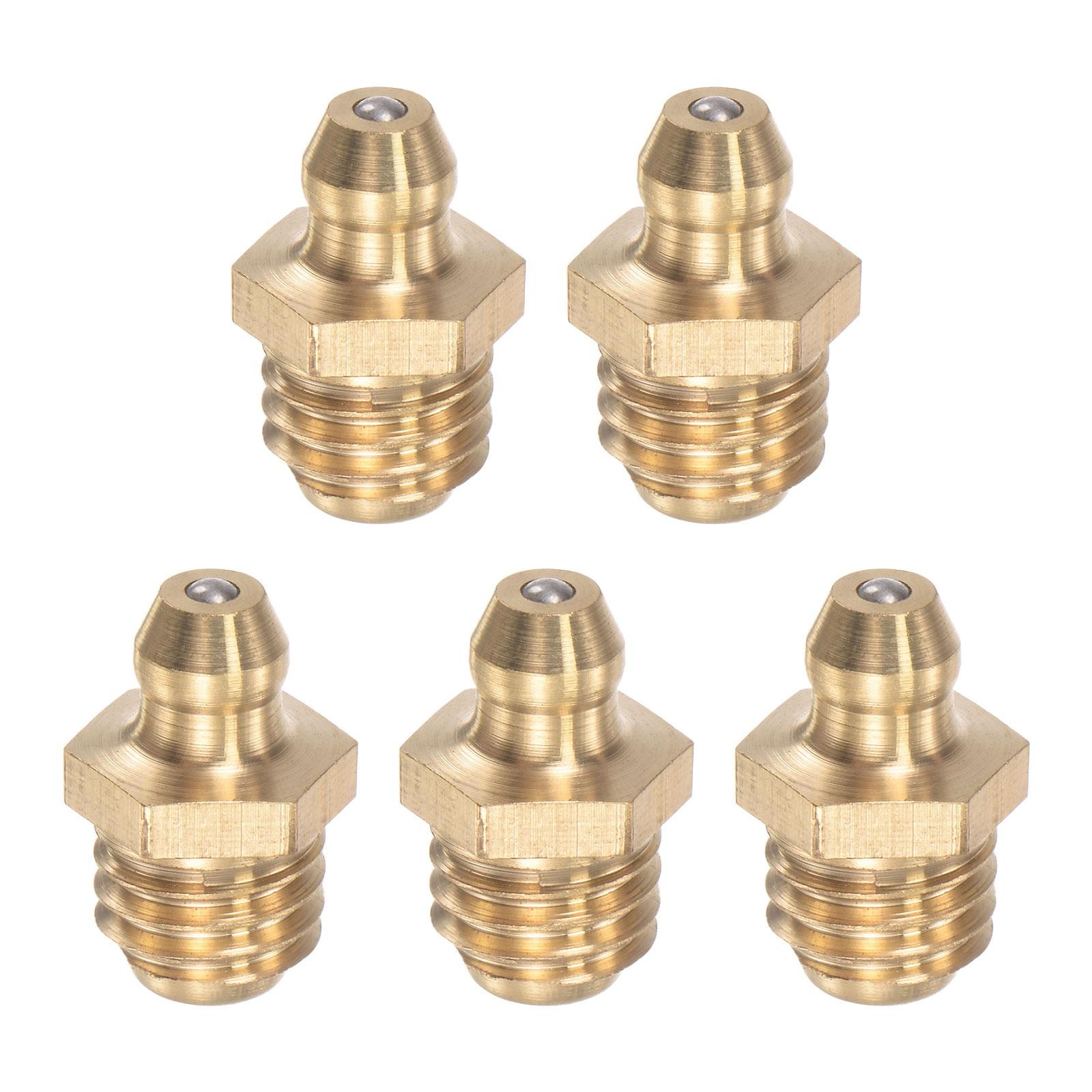 5Pcs Brass Straight Hydraulic Grease Fitting Accessories M10 x 1.5mm Thread