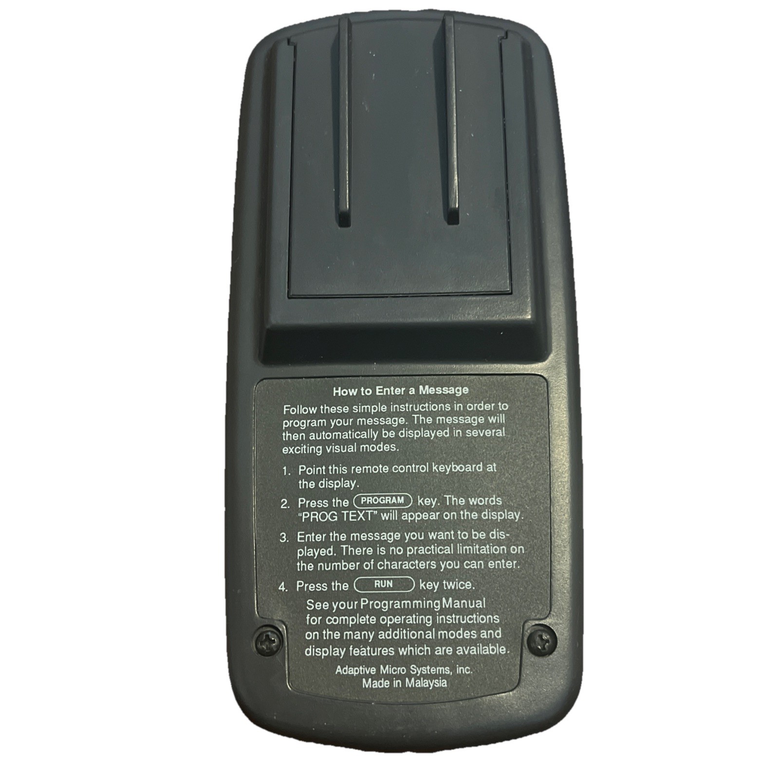 Adaptive Micro Systems 10721112CLF LED Sign Remote Control Keyboard