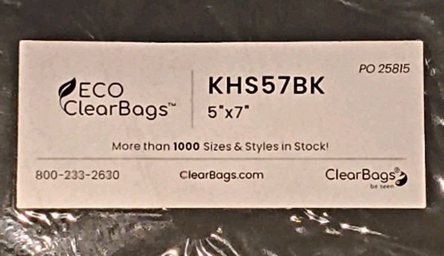 Black Kraft Compostable Heat Seal Bags 5 3/8″ x 7 3/16″ 100 pack KHS57BK
