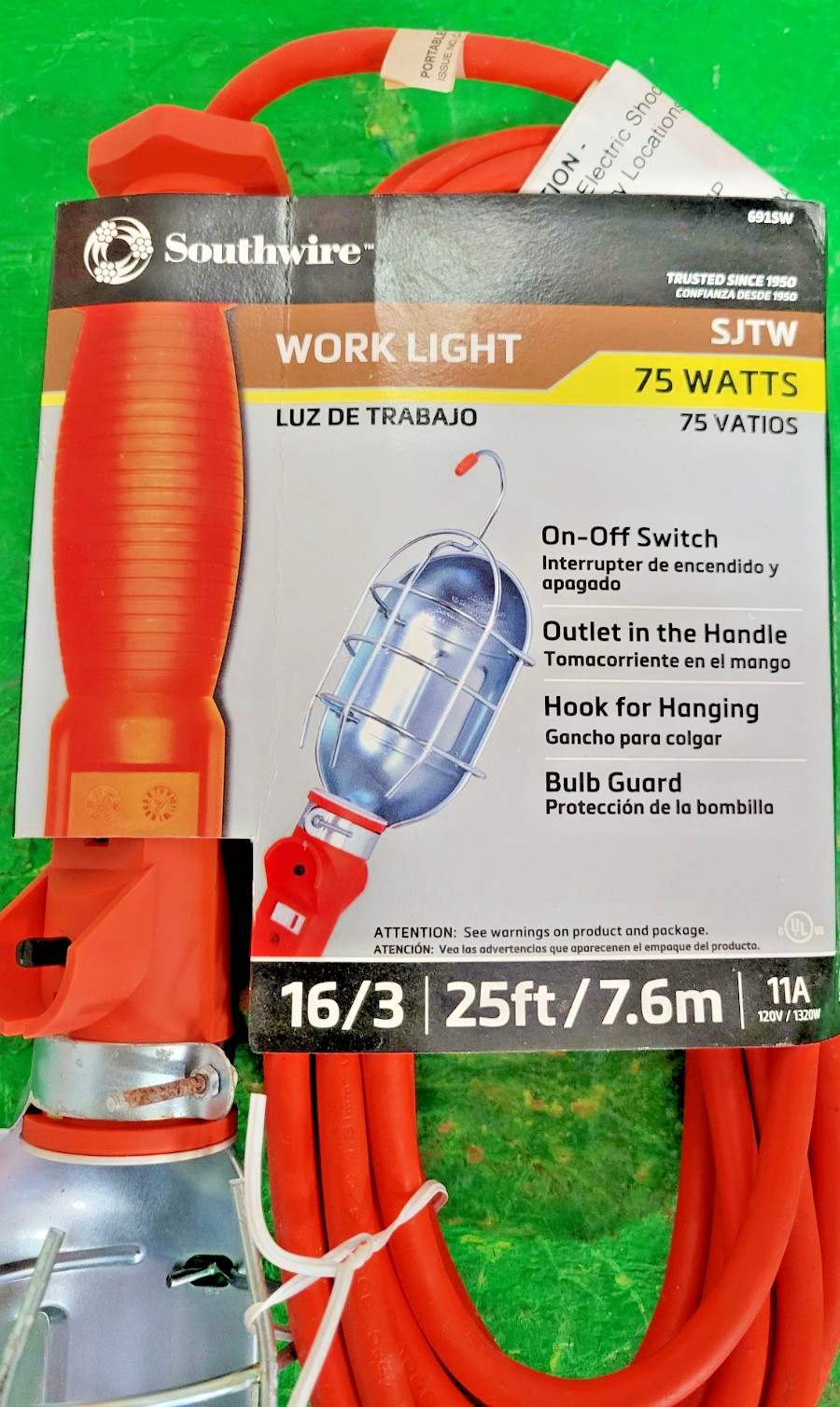 5️ SOUTHWIRE 75W 25′ INCANDESENT TROUBL LIGHT PESSCO OFFERING 1 G102825-12-41 🗽