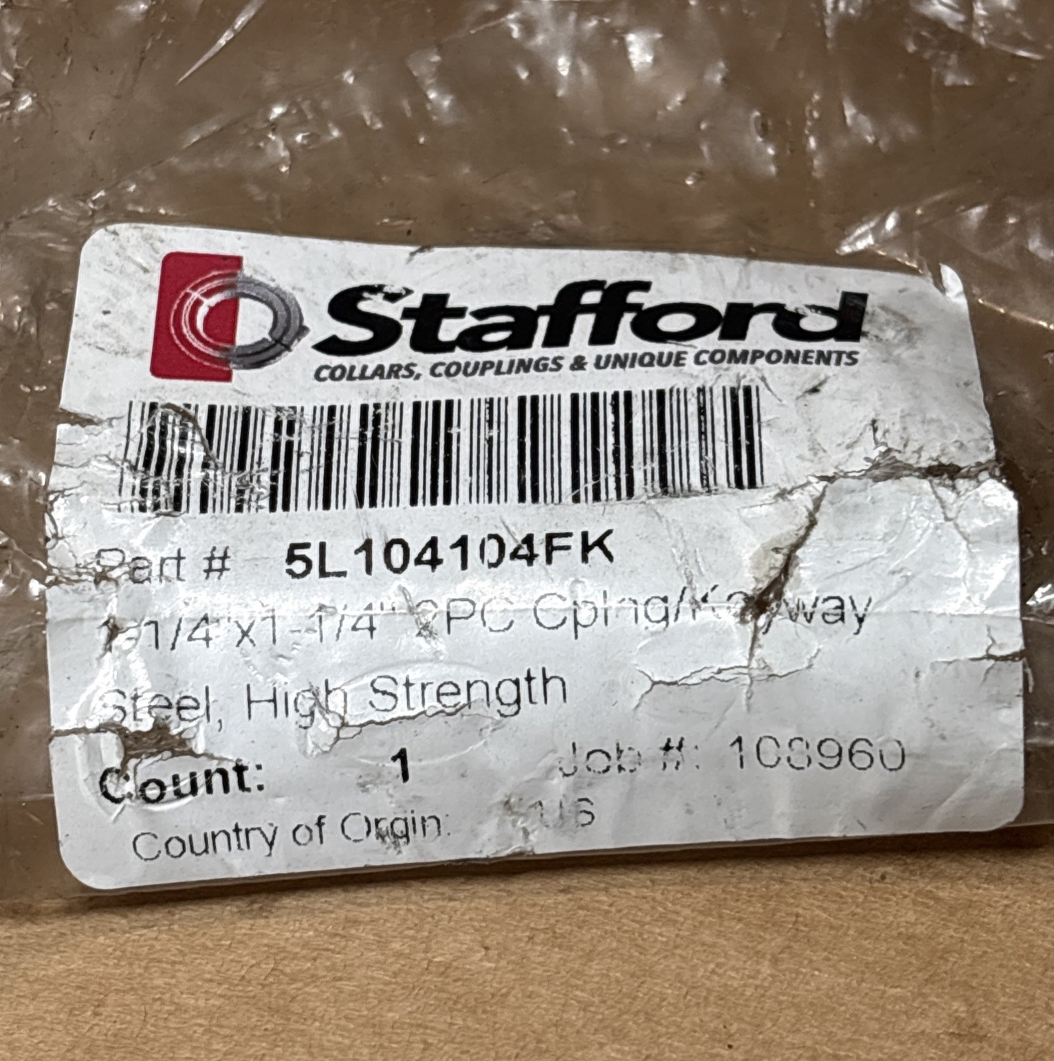 Stafford 5L104104FK 1-1/4″ x 1-1/4″ Steel (Black Oxide)