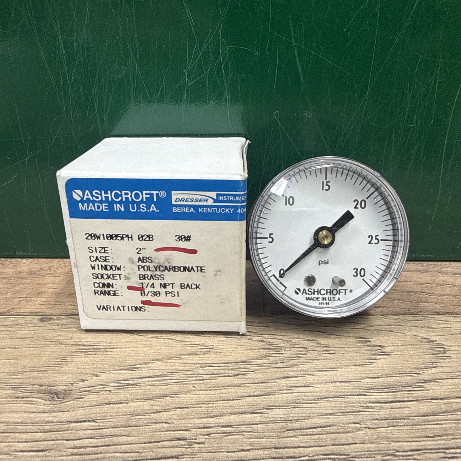 Ashcroft 20W1005PH 02B 30# Pressure Gauge 20W1005PH02B30
