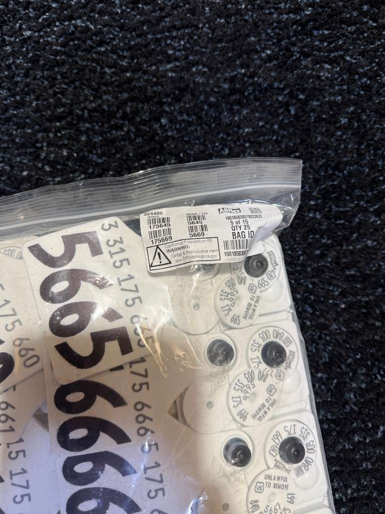 (QTY 375) AllFlex From Numbers #5395 To #5769 USDA Matched Pair Cattle Ear Tags