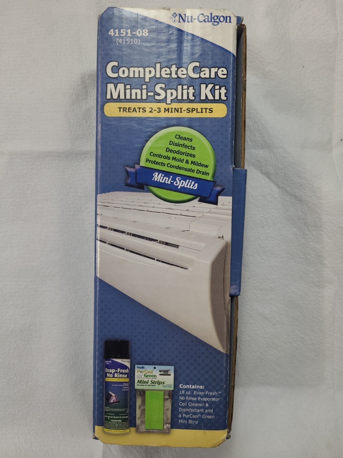 Nu-Calgon 4151-08 Complete Care Mini-Split Kit- 18oz Can & Green Mini Strip