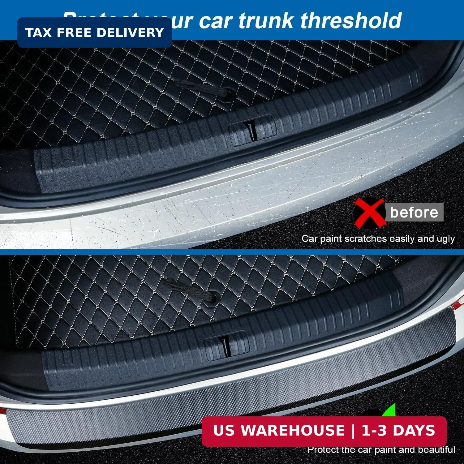 Universal Rear Bumper Protector, 40×3.14 Inches Carbon Fiber Textured Anti-Scrat