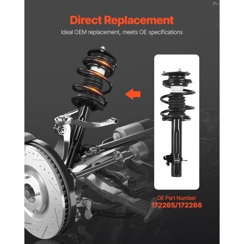 Front Shock Absorber Strut Assembly, 2Pcs Shock and Strut Assembly with Coil Spr