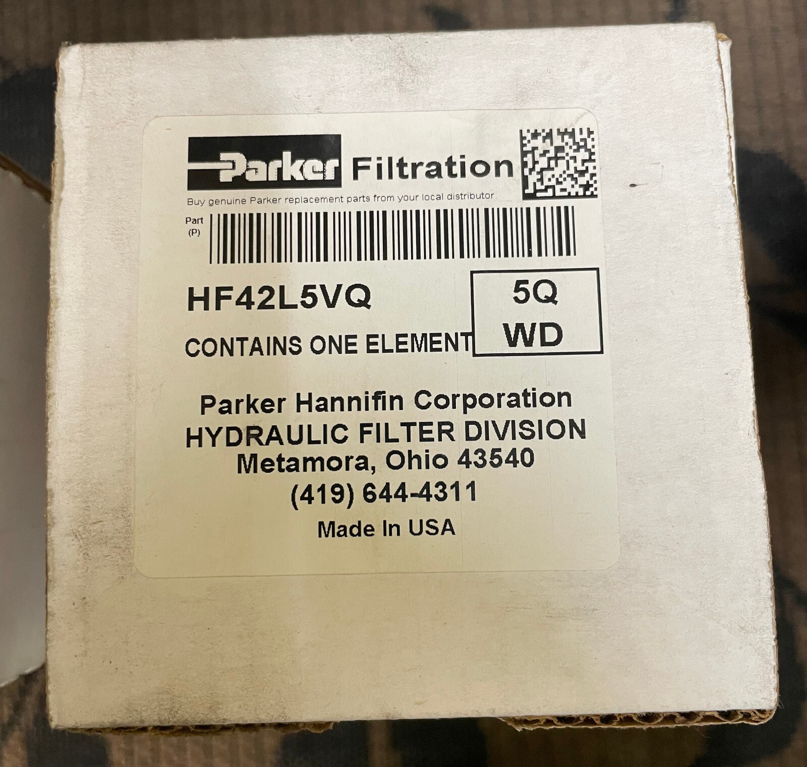 (2) Parker Filter Element HF42L5VQ (5Q PD) & (5Q WD) Hydraulic Filter
