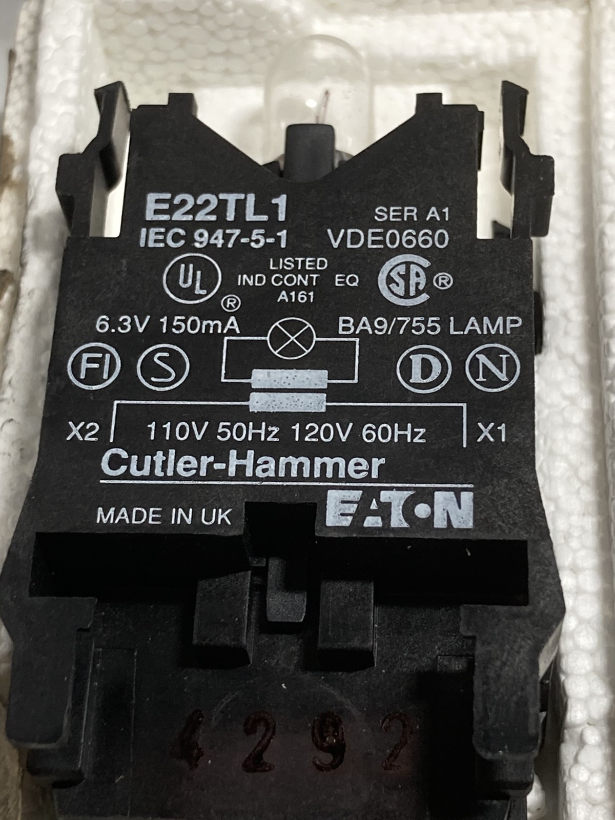 CUTLER HAMMER E22TL1 TRANSFORMER UNIT 110-120V SERIES A1 (LOT OF 2) NIB