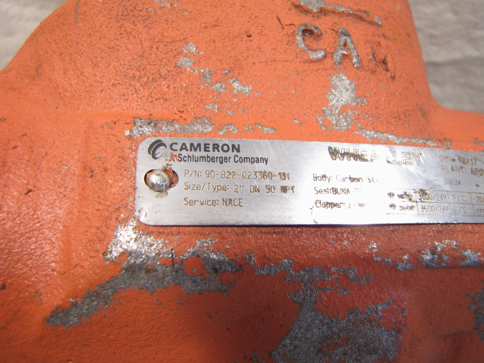 Cameron Wheatley 9D-822-023360-131 2″ Swing Check Valve NEW
