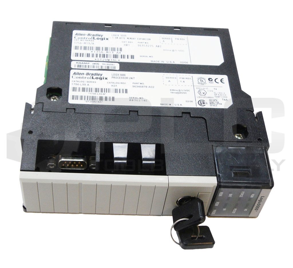 ALLEN BRADLEY 1756-L55 /A LOGIX 5555 PROCESSOR UNIT W/ 1756-M13 /A **READ**