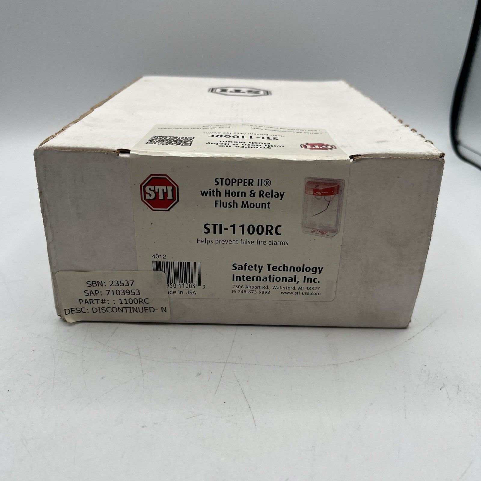NEW!! Safety Technology Int. Stopper II w/ Horn & Relay Flush Mount STI-1100RC