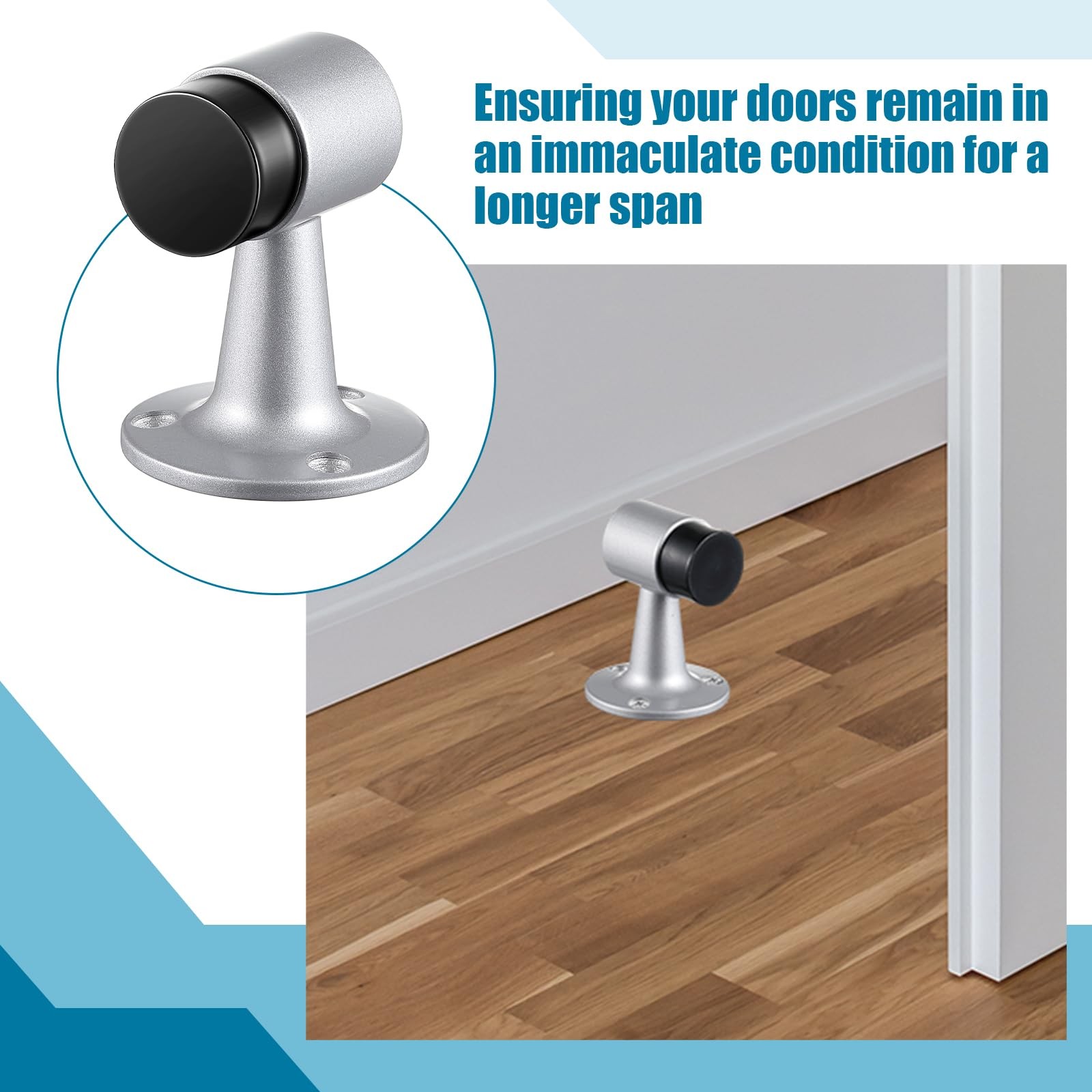 Yaocom 2 Pack Heavy Duty Floor Mounted Door Stop 3 in Aluminum Commercial Grade