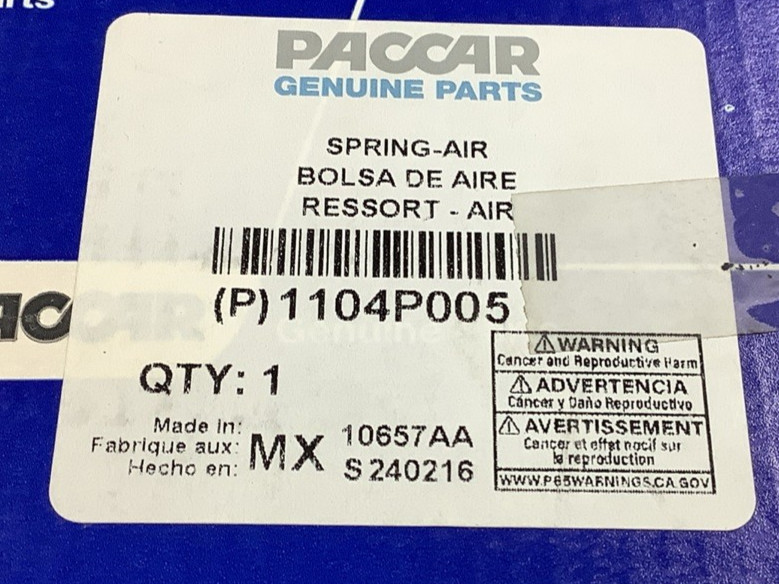 Paccar 1104P005 10657AA Continental 100PSI Air Suspension Spring (B95)