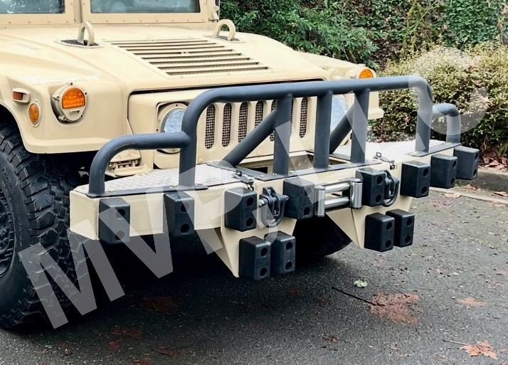 IBIS TEK Style Steel HMMWV Front Push Bumper Brush Guard “W/ Drop Down Plates”