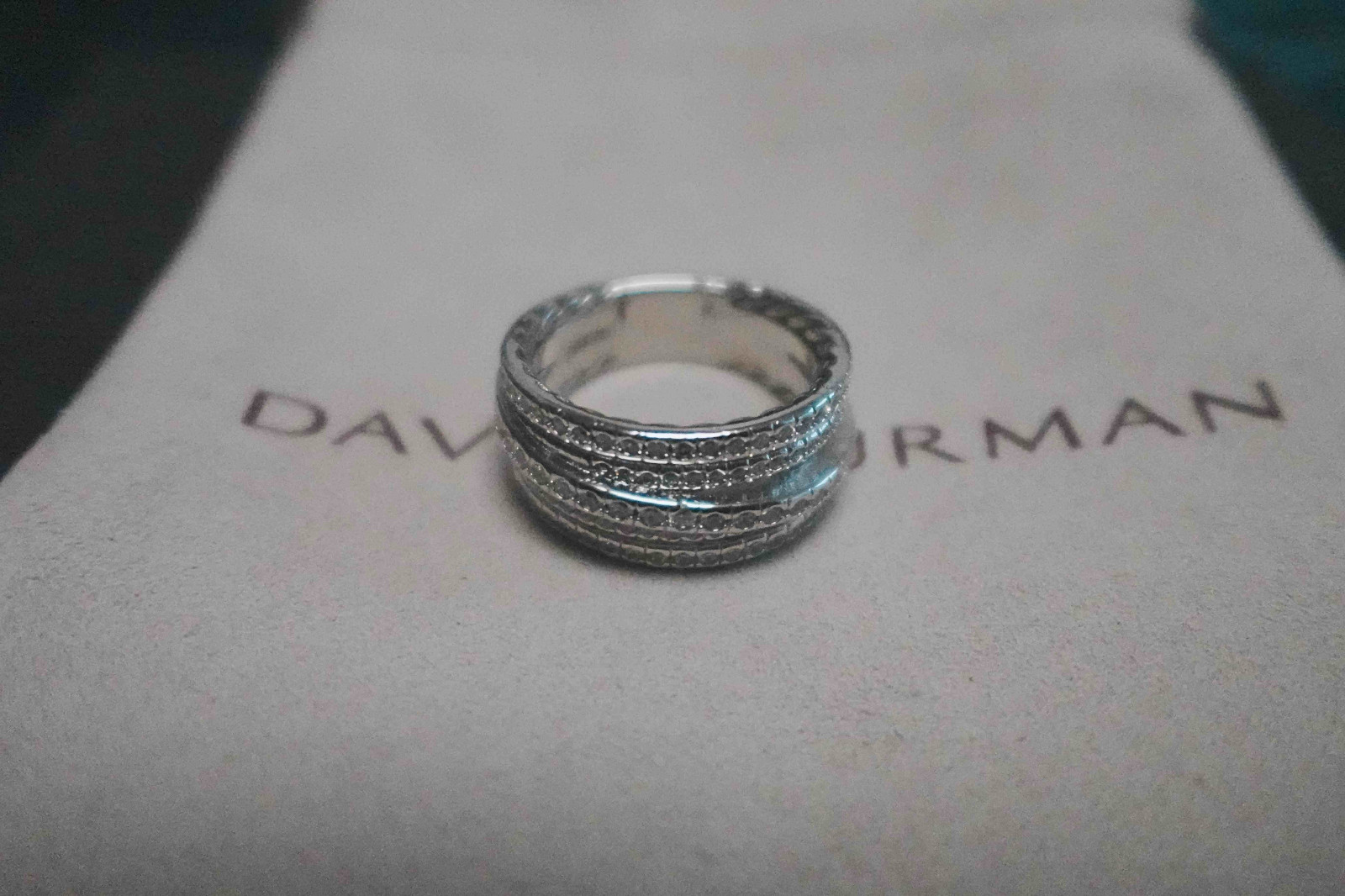 New&DavidYurman.silver Unisex Cross Ring Diamond Gold Ring US 7