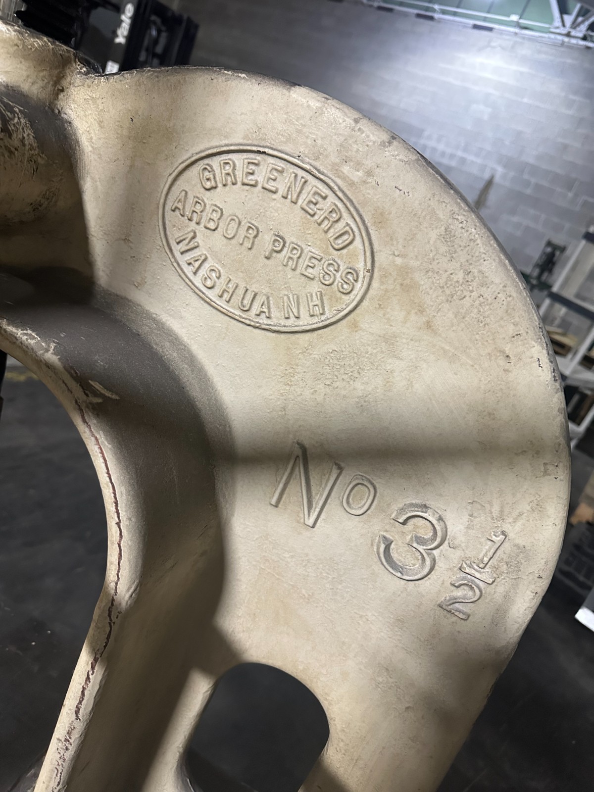 ANTIQUE GREENERD ARBOR PRESS 3 1/2 TON HUGE WHEEL