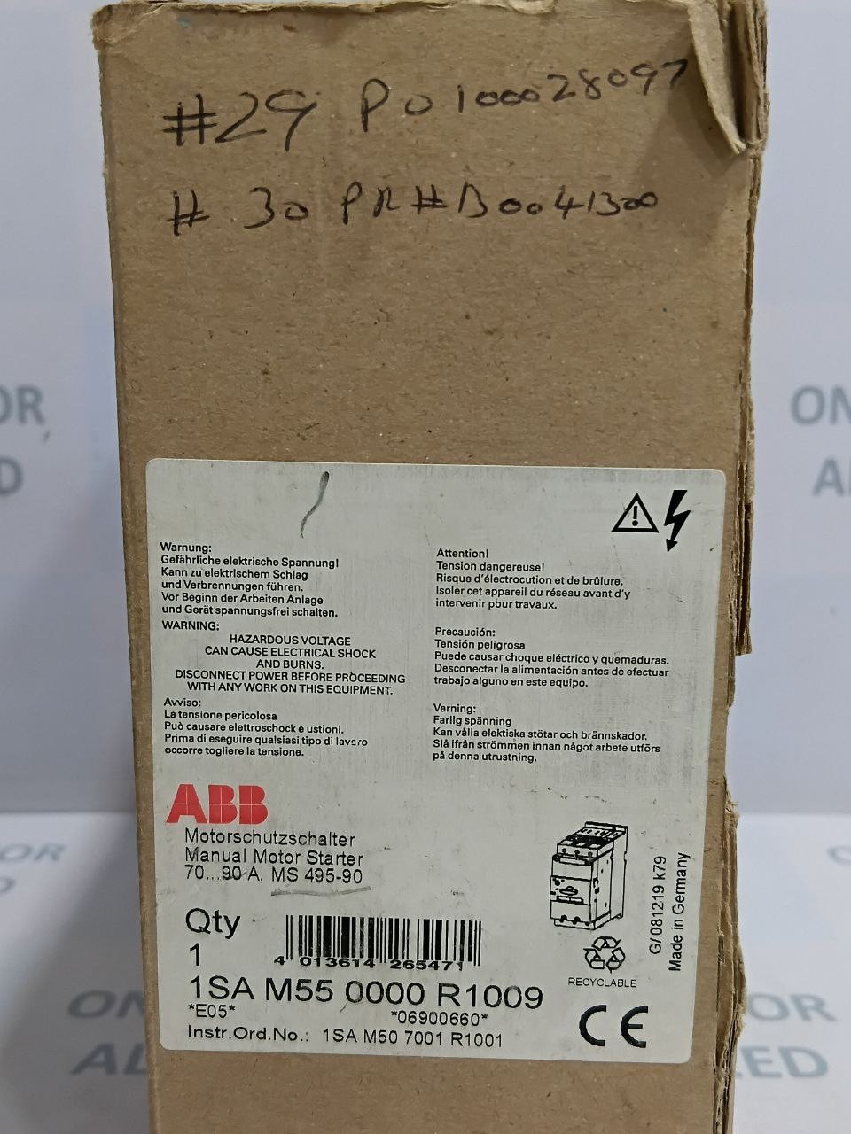 ABB MS495-90 1SAM550000R1009 Motor Starter 70-90A MS 495 (Unused New)