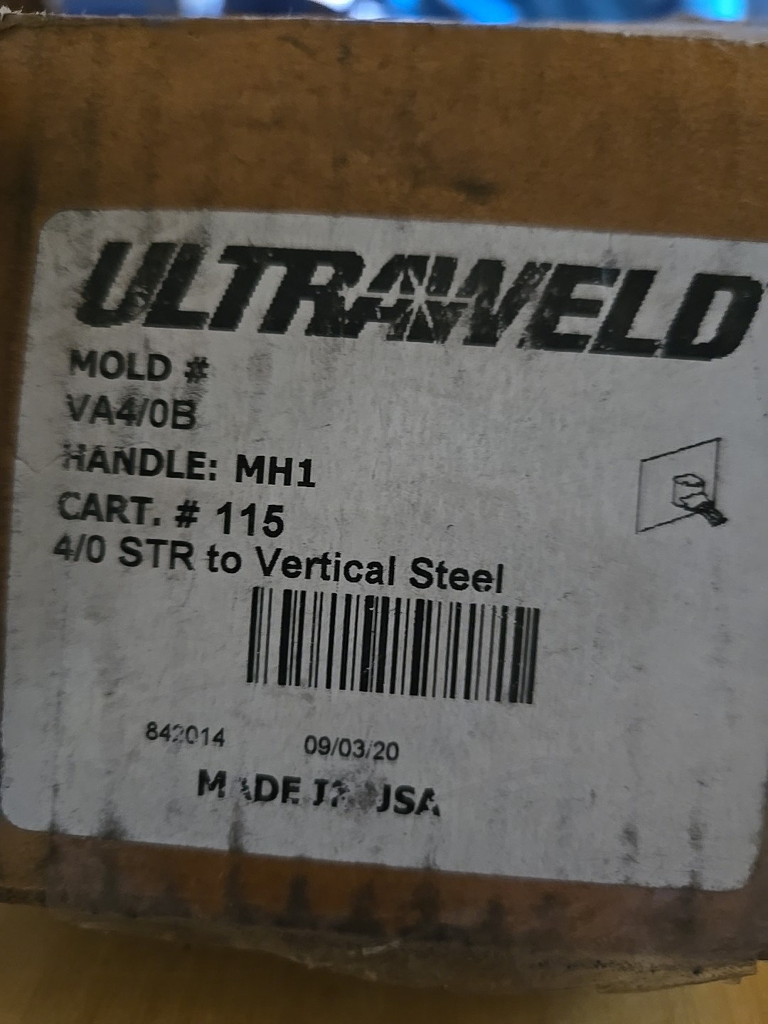 ULTRAWELD VA4/0B 4/0 STR TO VERTICAL STEEL.