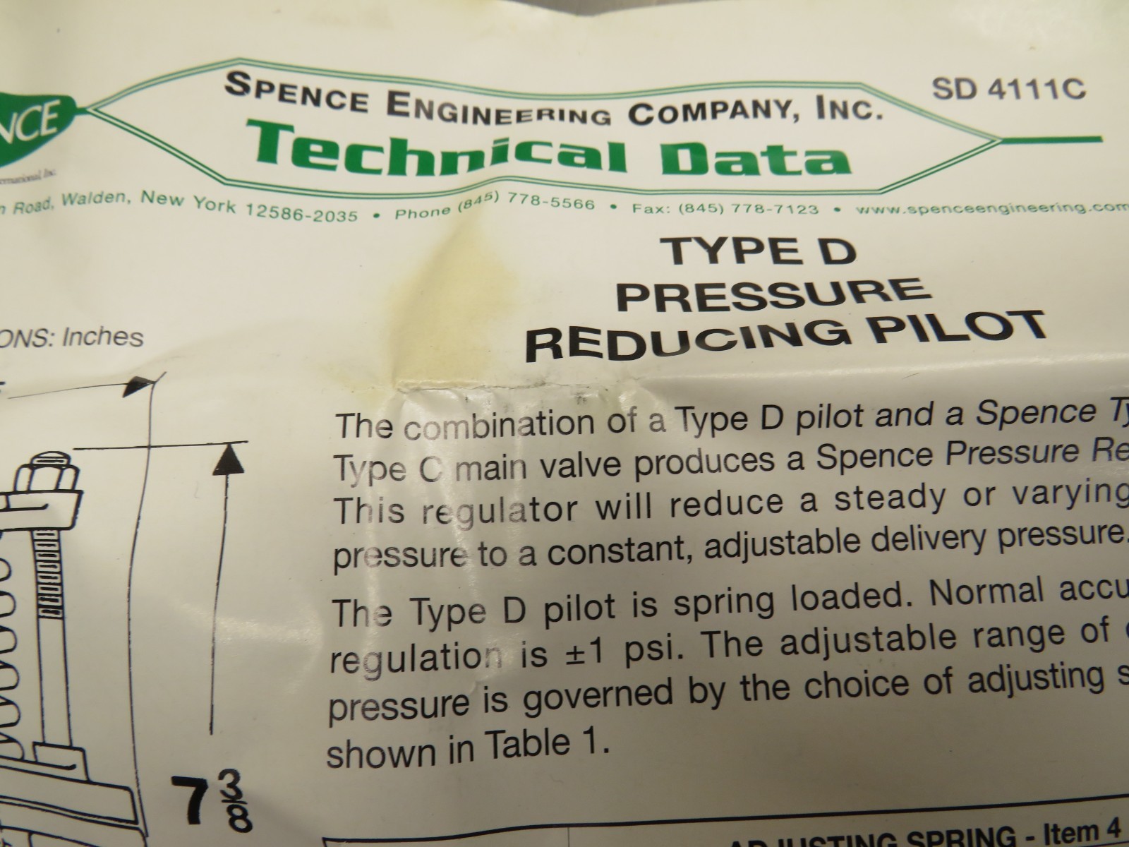 Spence Type D Pressure Reducing Pilot 700123-13