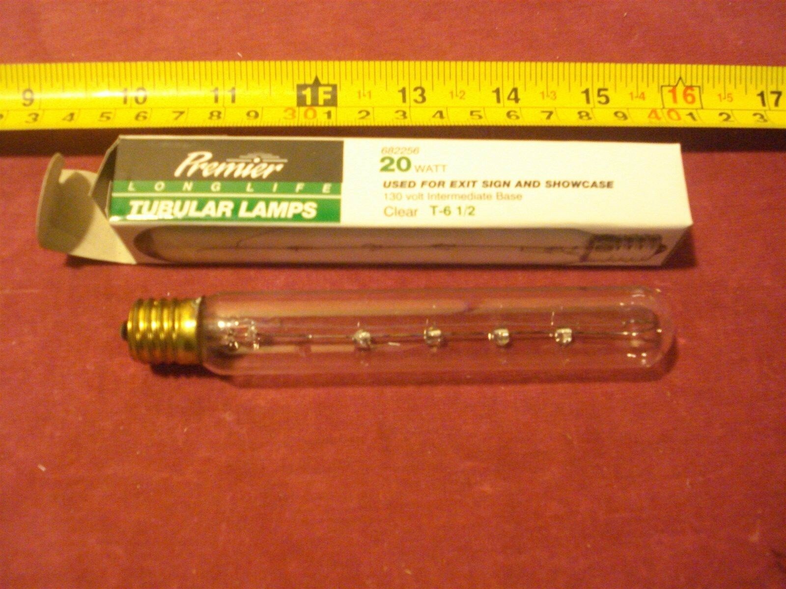 (1394.) Tubular Lamp 20W T-6 1/2 Intermediate Base Clear
