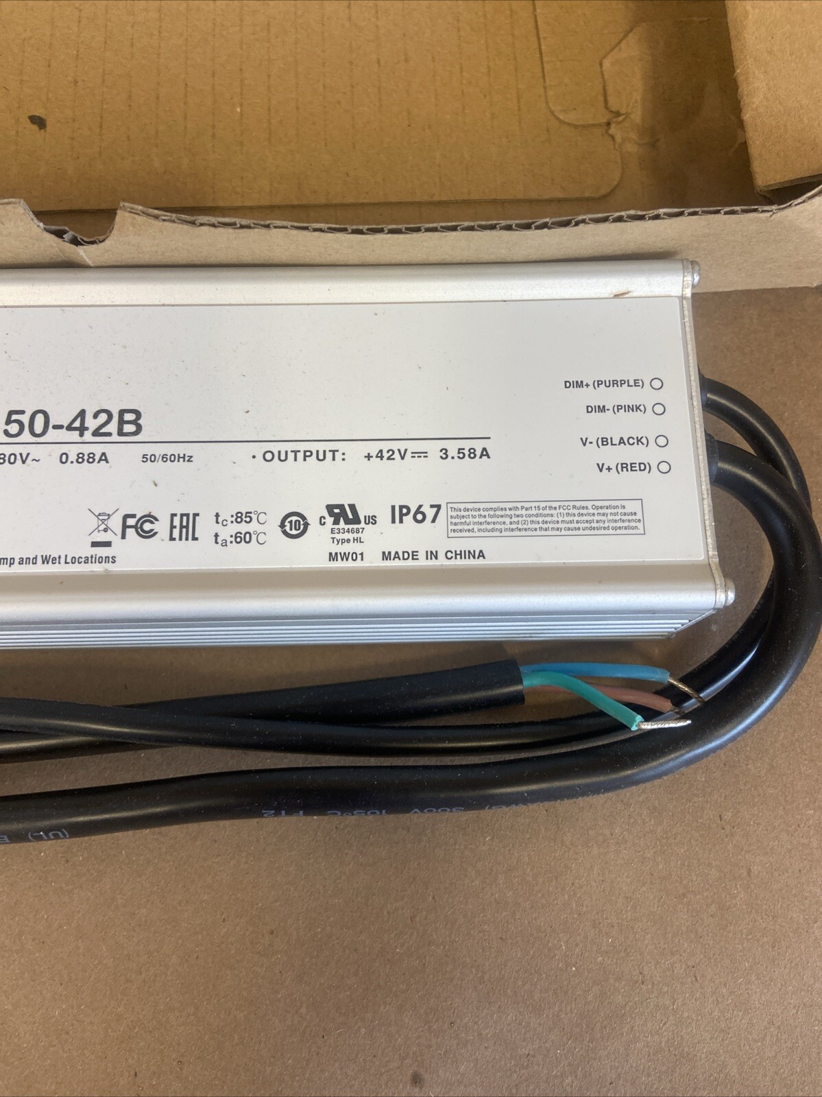 Mean Well Original HVG-150-42B 42V 3.5A 150W Single Output LED Power Supply