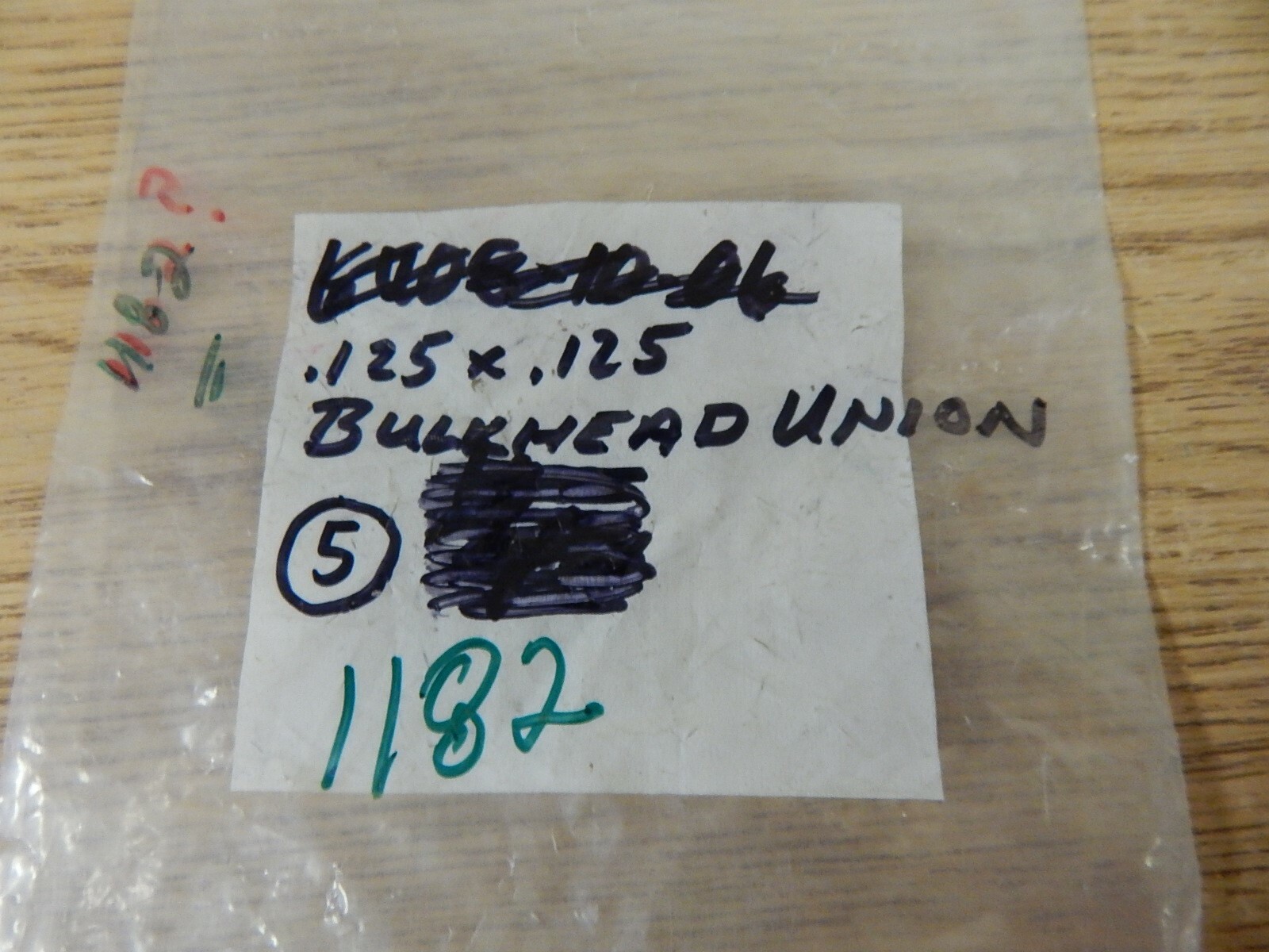 NEW Bulkhead Union 1182 .125x.125 Lot of 5 *FREE SHIPPING*