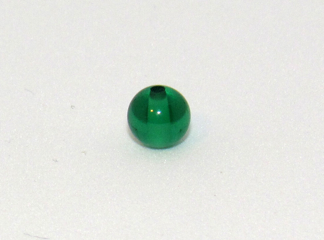 Green Sapphire Ball 6mm with 1mm Hole, Bead, Sphere, Corundum, Synthetic, Polish