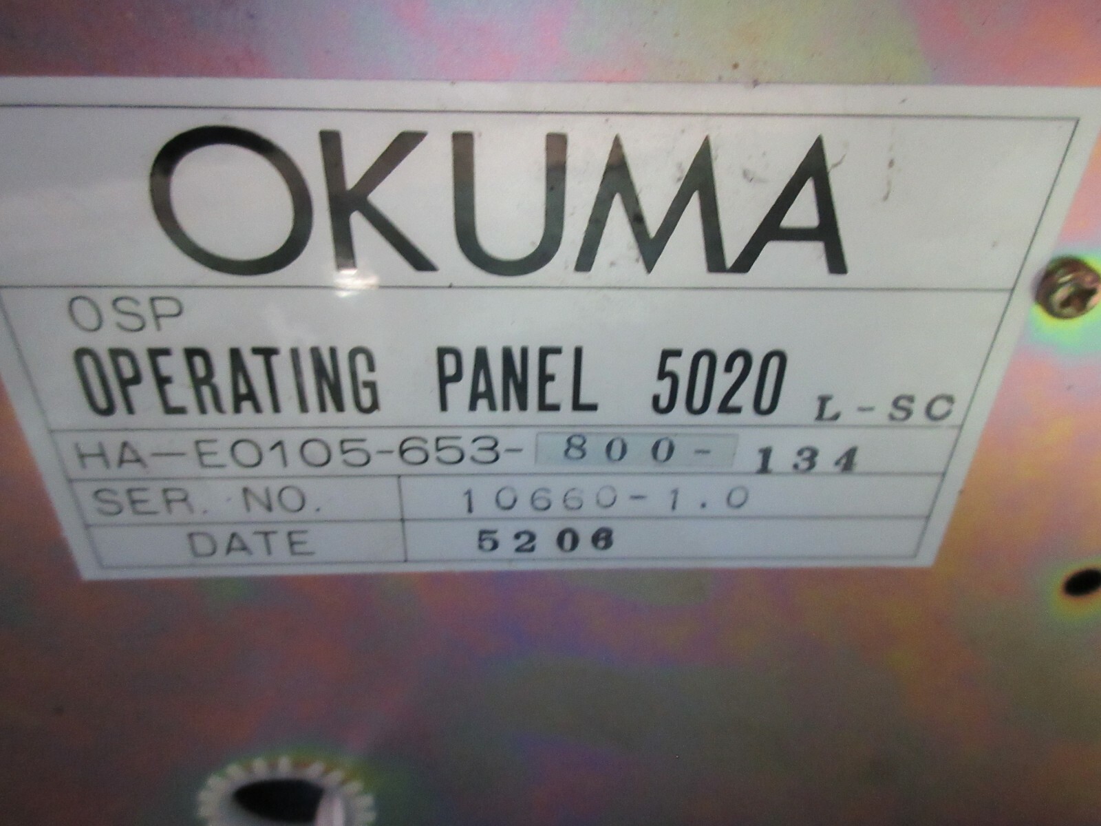 *SPECIAL* OKUMA OSP OPERATING PANEL MONITOR OSP5020L L-SC HA-E0105-653-800-134