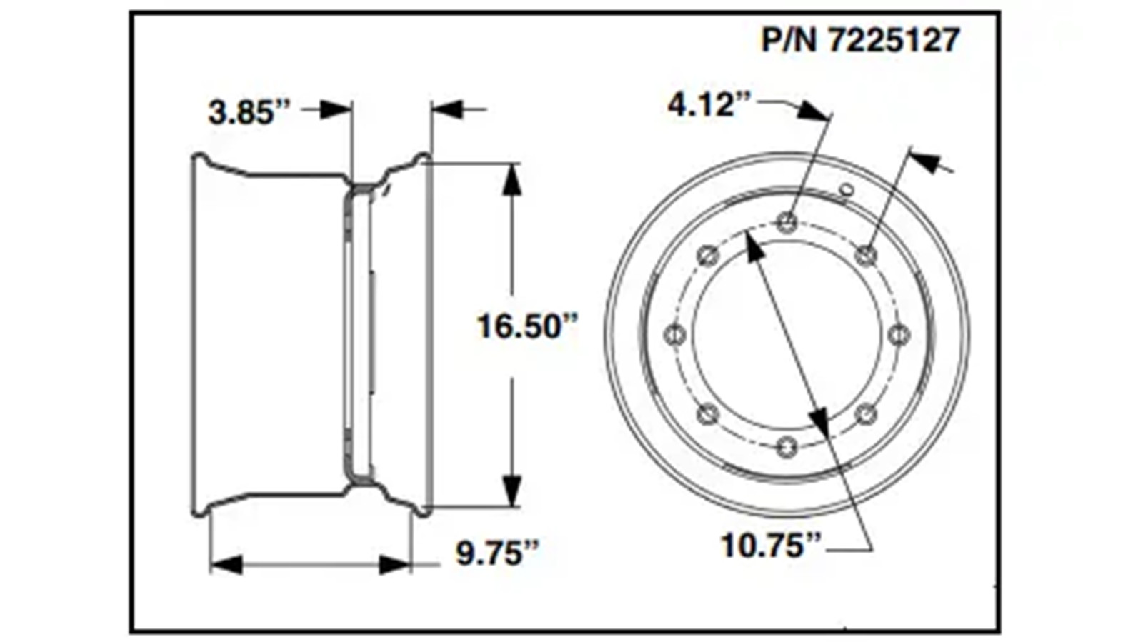 Wheel Asmbly for BOBCAT Skid-Steer Loader 305/70D16.5, 16.5 x 9.75, 10.75″ Pilot