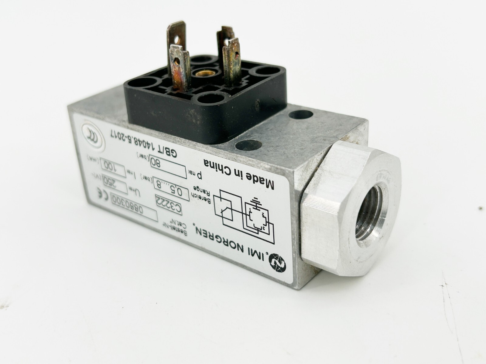 Norgren 0880300 Pneumatic Pressure Switch 18D Series 250V 3A 1/4 Size 116PSI