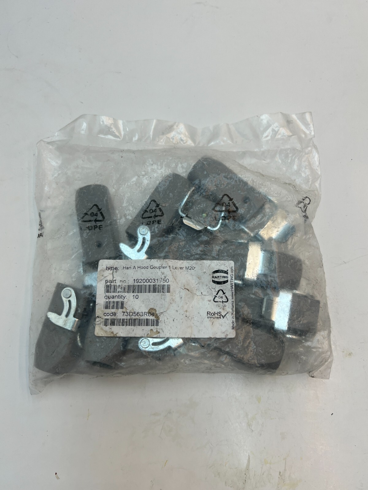 (QTY 10) Harting 19200031750 Han A Hood Coupler 1 Lever M20 Zinc Die-Cast