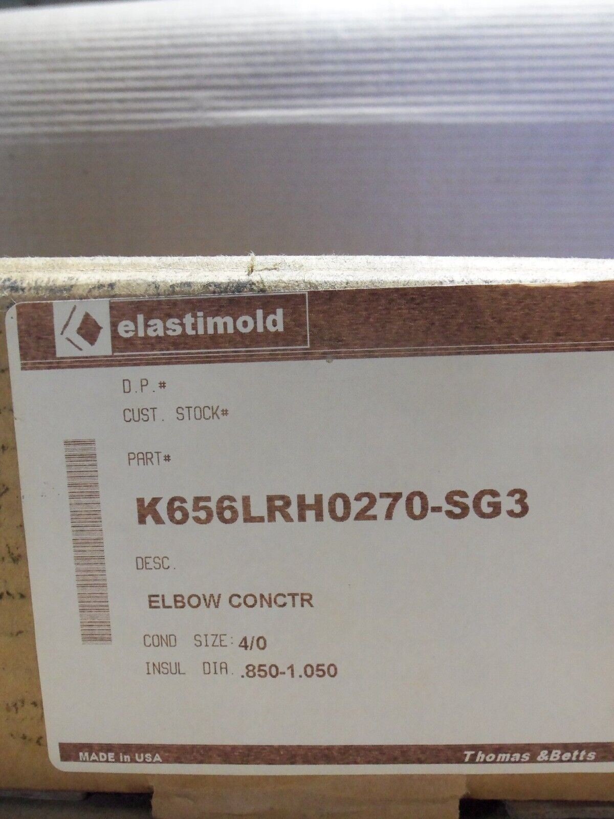NEW ABB ELASTIMOLD K656LR-H0270-SG3 DEADBREAK ELBOW CONNECTOR K656LRH0270SG